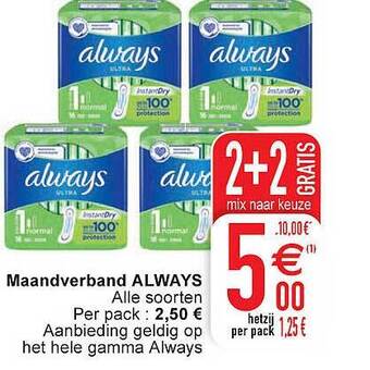 Cora Maandverband always aanbieding