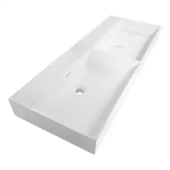 Sawiday Saniclass legend meubelwastafel 120x47x13cm met overloop 2 wasbakken links en rechts zonder kraangat keramiek wit aanbieding