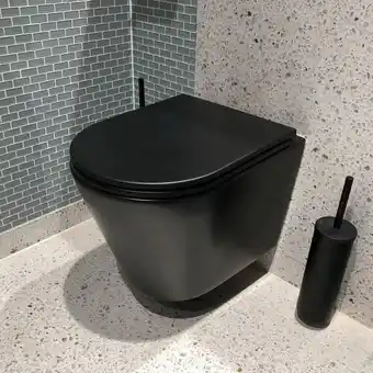 Sawiday Qeramiq dely toiletset met diepsoel rimless toilet 36.3x51.7 met geberit up320 inbouwreservoir softclose zitting mat zwarte e aanbieding