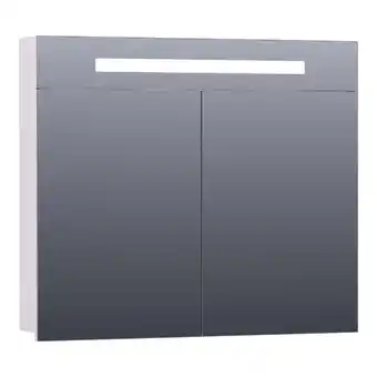 Sawiday Saniclass 2.0 spiegelkast 80x70x15cm verlichting geintegreerd met 2 links- en rechtsdraaiende spiegeldeuren mdf mat wit aanbieding