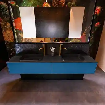 Mondiaz erin 200cm badmeubelset onderkast kleur jeans met 2 lades wastafel ridge dubbel 2 kraangaten kleur urban