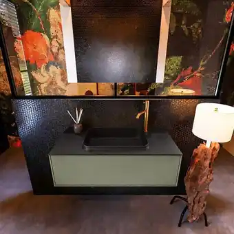 Sawiday Mondiaz erin 100cm badmeubelset onderkast kleur army met 1 lade wastafel ridge midden 1 kraangat kleur urban aanbieding