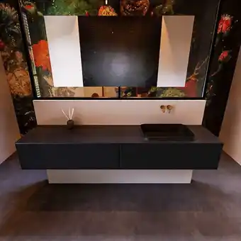 Sawiday Mondiaz erin 200cm badmeubelset onderkast kleur urban met 2 lades wastafel ridge rechts zonder kraangaten kleur urban aanbieding