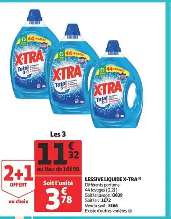 Auchan Lessive liquide X-tra les 3 2+1 offert aanbieding