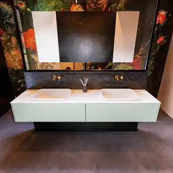 Mondiaz erin 200cm badmeubelset onderkast kleur greey met 2 lades wastafel ridge dubbel zonder kraangaten kleur talc