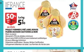 Auchan Poulet fermier lyre label rouge filiere auchan cultivons le bon aanbieding