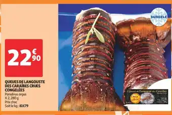 Auchan Queues de langouste des caraibes crues congeles aanbieding