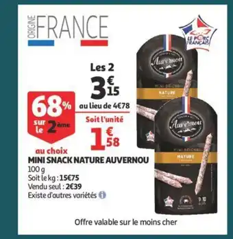 Auchan Mini snack nature auvernou 100g aanbieding