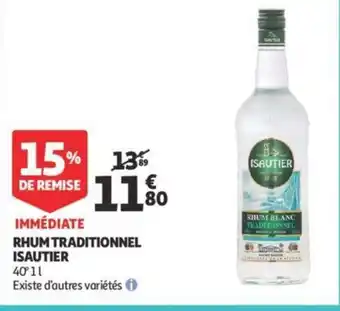 Auchan Rhum traditionnel isautier 40° 1l aanbieding