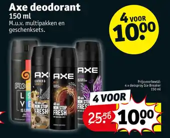 Kruidvat Axe deodorant 150ml 4 voor aanbieding
