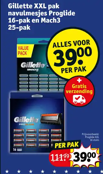 Kruidvat Gillette XXL pak navulmesjes Proglide 16-pak en Mach3 25-pak Per pak aanbieding