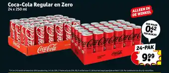 Kruidvat Coca-Cola Regular en Zero 24 x 250 ml 24-Pak aanbieding
