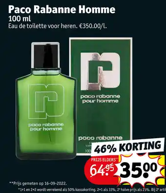 Kruidvat Paco Rabanne Homme 100 ml aanbieding