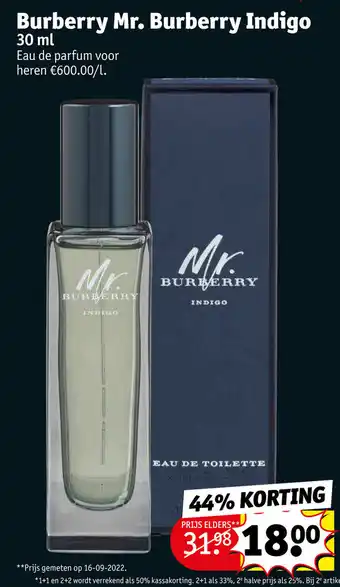 Kruidvat Burberry Mr. Burberry Indigo 30 ml aanbieding