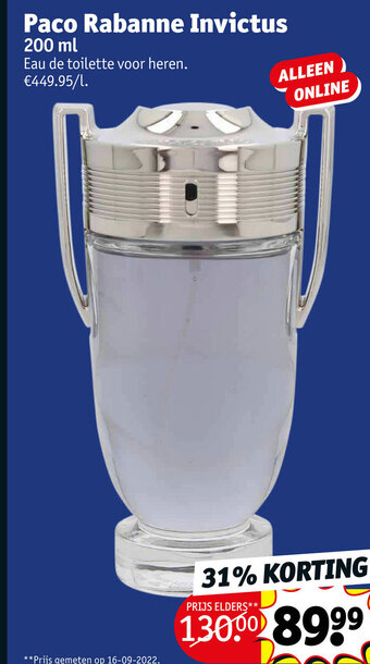 Kruidvat Paco Rabanne Invictus 200 ml aanbieding