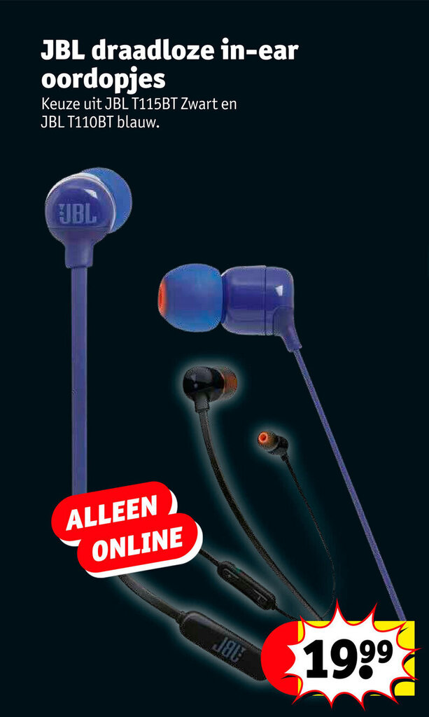 JBL draadloze inear oordopjes promotie bij Kruidvat