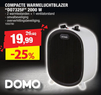 Hubo Domo Compacte Warmeluchtblazer "D07325F" 2000W aanbieding