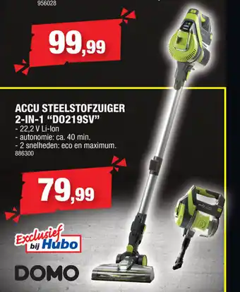 Hubo Domo Accu Steelstofzuiger 2-in-1 "D0219SV" 886300 aanbieding