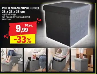 Hubo Voetenbank/Opbergbox 38 x 38 x 38 cm 997607-608 aanbieding