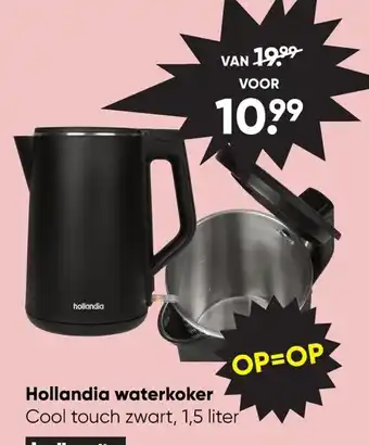Hollandia Waterkoker Cool Touch Zwart 1.5liter