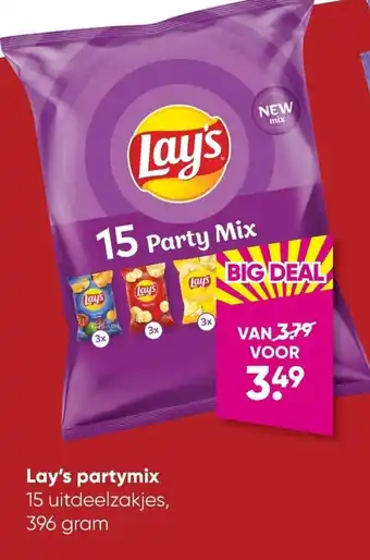 Big Bazar Lay's Partymix 15 Uitdeelzakjes aanbieding