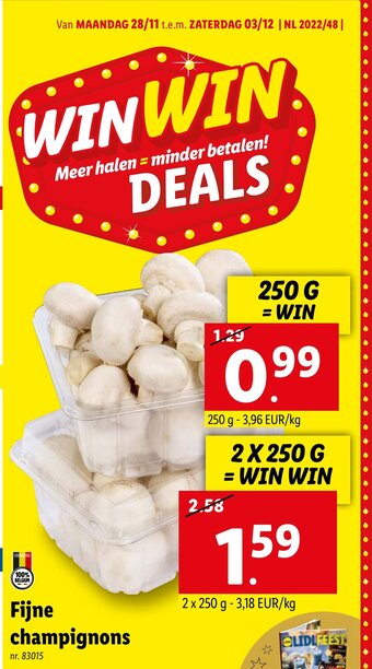 Lidl Fijne Champignons 2x250g aanbieding