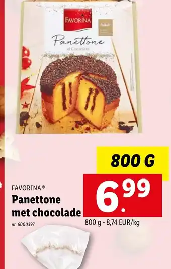 Lidl Favorina panettone met chocolade 800g aanbieding