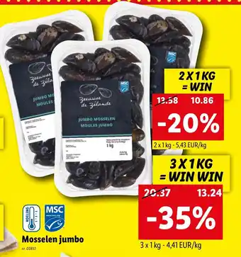 Lidl Mosselen jumbo 3x1kg aanbieding