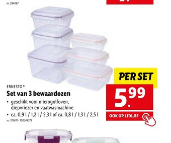 Lidl Ernesto set van 3 bewaardozen aanbieding
