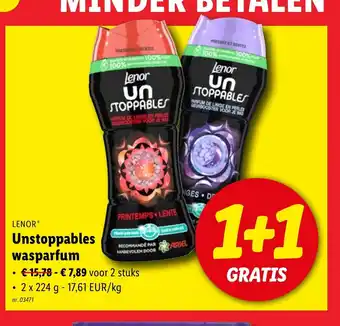 Lidl Lenor unstoppables wasparfum 1+1 gratis aanbieding