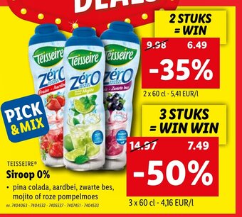 Lidl Teisseire Siroop 0% aanbieding