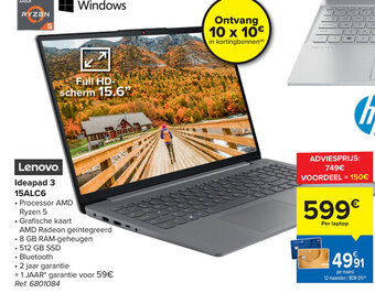 Carrefour Lenovo Ideapad 3 15ALC6 aanbieding
