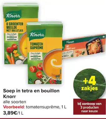 Carrefour Knorr Soep in Tetra en Bouillon Alle Soorten aanbieding