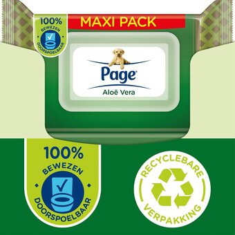 Bol.com Page vochtig toiletpapier - 6 x 74 stuks - aloë vera maxi vochtig wc papier - voordeelverpakking aanbieding