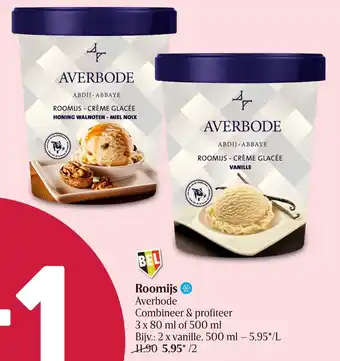 Averbode Roomijs 3 x 80ml of 500ml 1+1 Gratis