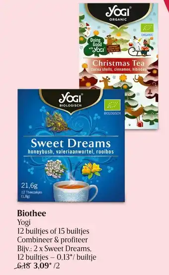 Delhaize Yogi Biothee 12 Builtjes of 15 Builtjes 1+1 Gratis aanbieding