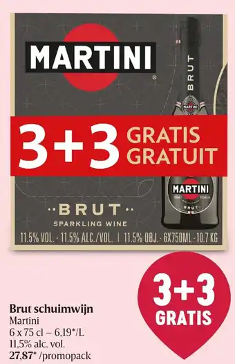 Delhaize Martini Brut Schuimwijn 6 x 75cl 3+3 Gratis aanbieding