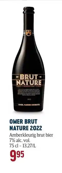 Delhaize Omer brut nature 2022 amberkleurig brut bier aanbieding