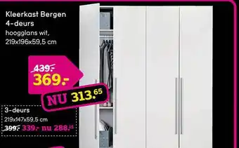 Leen Bakker Kleerkast bergen 4deurs aanbieding