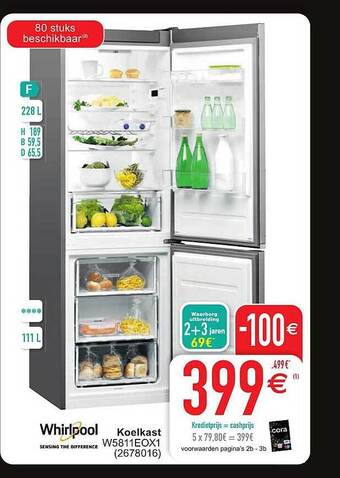 Cora Whirlpool koelkast aanbieding
