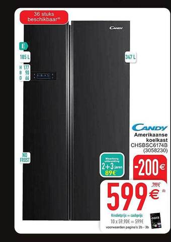 Cora Candy amerikaanse koelkast aanbieding
