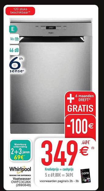 Cora Whirlpool vaatwasser aanbieding