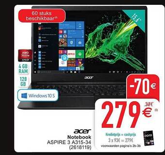 Cora Acer notebook aspire 3 aanbieding