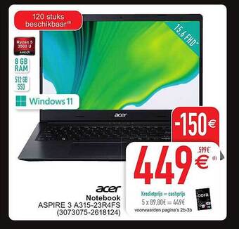 Cora Acer notebook aspire 3 aanbieding