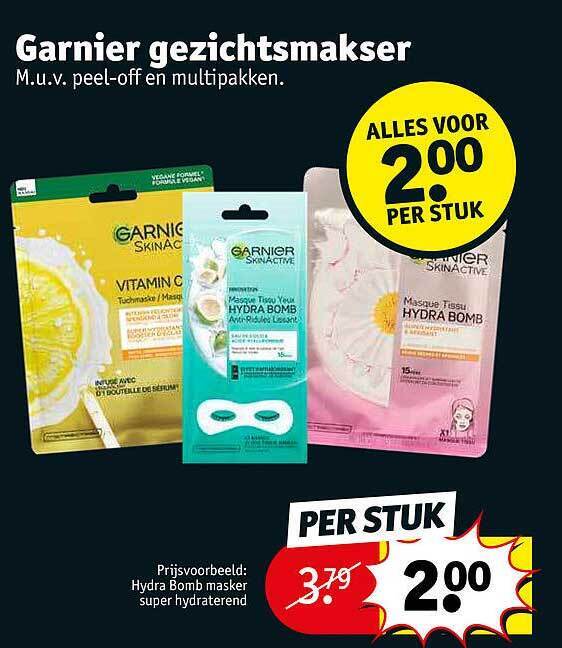 Garnier gezichtsmasker promotie bij Kruidvat