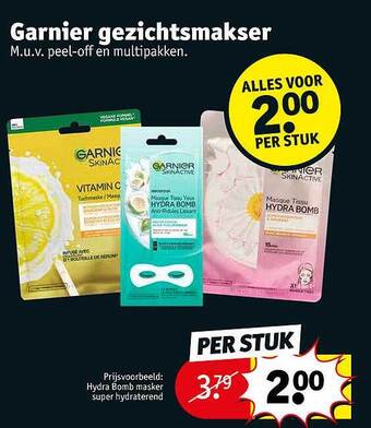 Kruidvat Garnier gezichtsmasker aanbieding