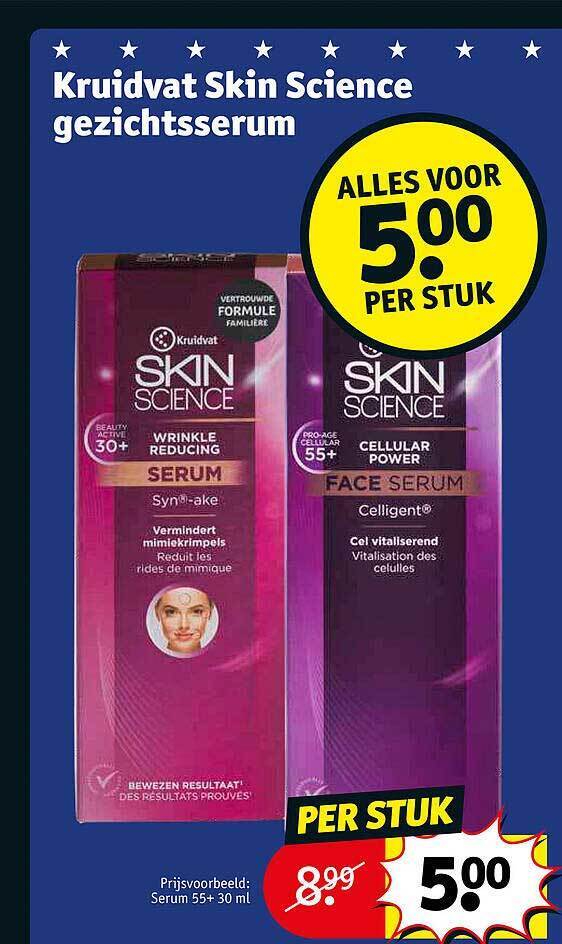 Kruidvat skin science gezichtsserum promotie bij Kruidvat