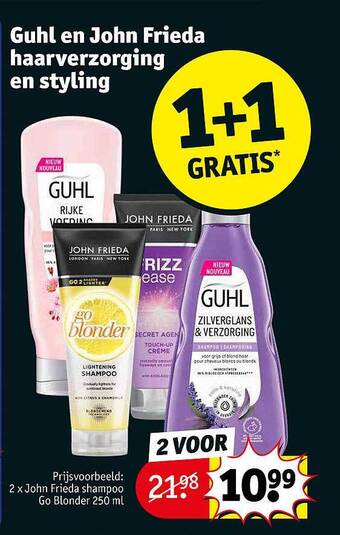 Kruidvat Guhl en john frieda haarverzorging en styling aanbieding