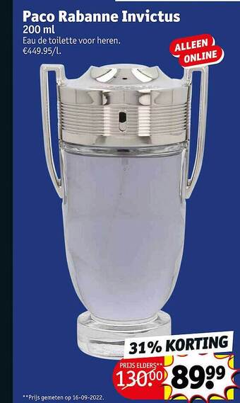 Kruidvat Paco rabanne invictus aanbieding