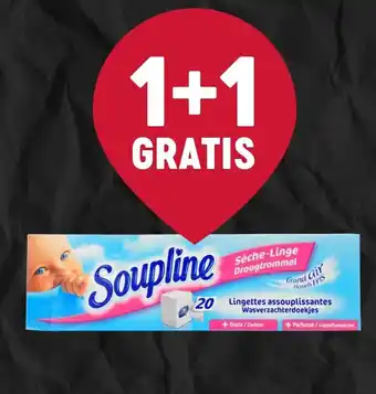 Delhaize Soupline seche-linge droogtrommel 1+1 gratis aanbieding